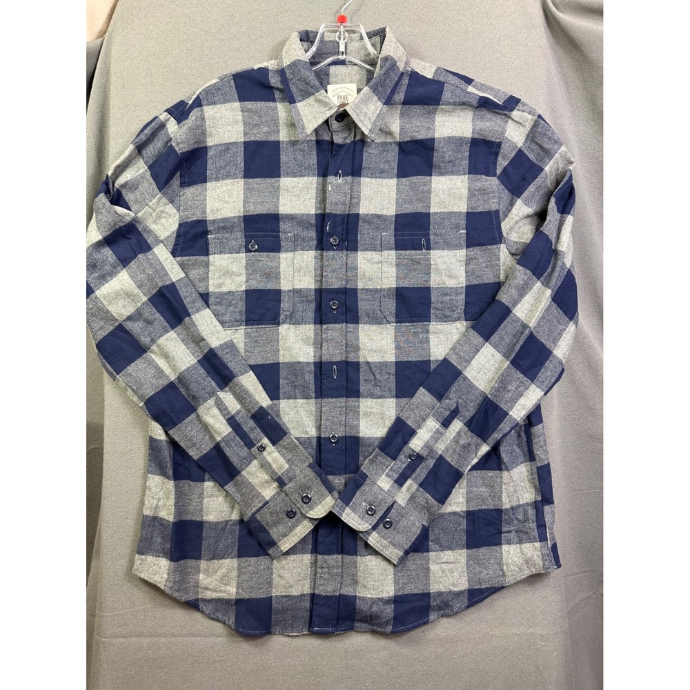 True Craft Men's Fireside Flannel Shirt Blue Grey Buffalo Plaid Large 1FA0000210